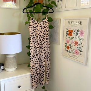 Satin Leopard Midi Dress